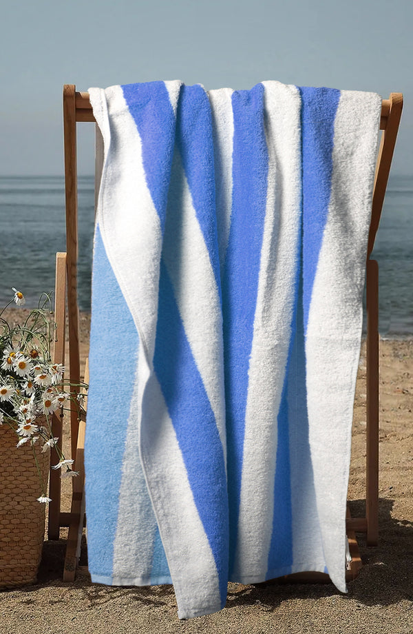 Reversible Pool Towels 30x70 / Blue and White Stripes 